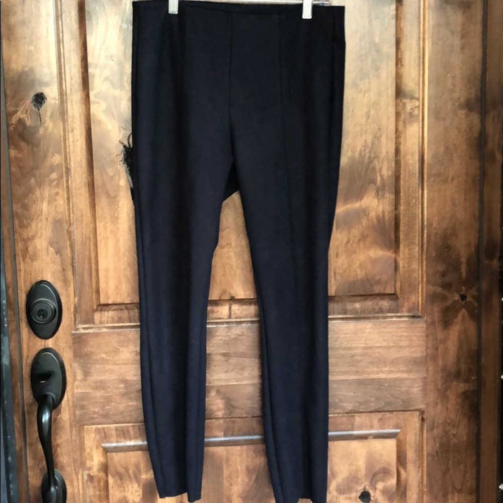 H&M Navy Suede Trouser with Front & Back Pleat